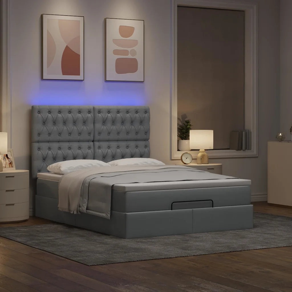 Struttura Letto Pouf con Materasso 140x200 cm in Tessuto 3314093