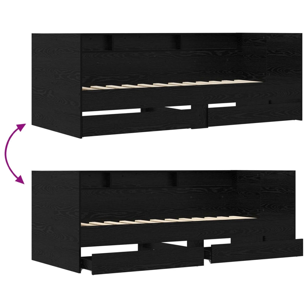 Telaio del letto con storage Rovere Nero 80 x 200 cm 3429643