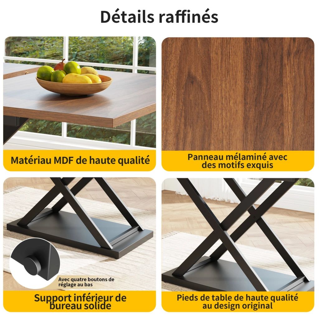 Tavolo da pranzo allungabile 120-160x80 cm noce e nero