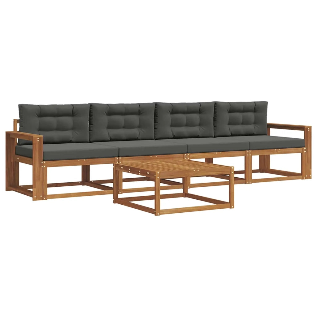 Set di divani da esterno con cuscino 5 pcs Naturale e Antracite