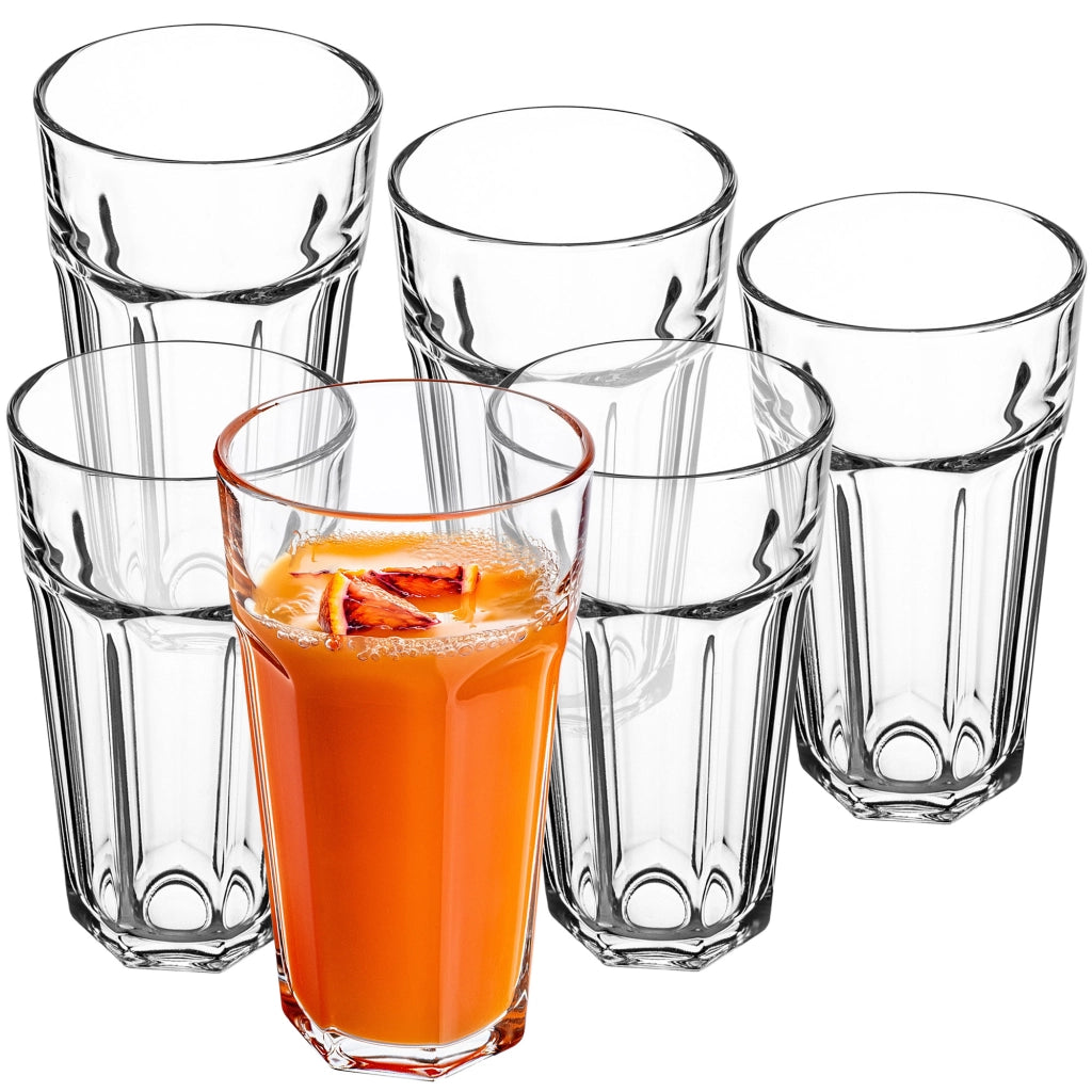 Set di 6 bicchieri KADAX da 635 ml per succhi di frutta, alti e spessi.