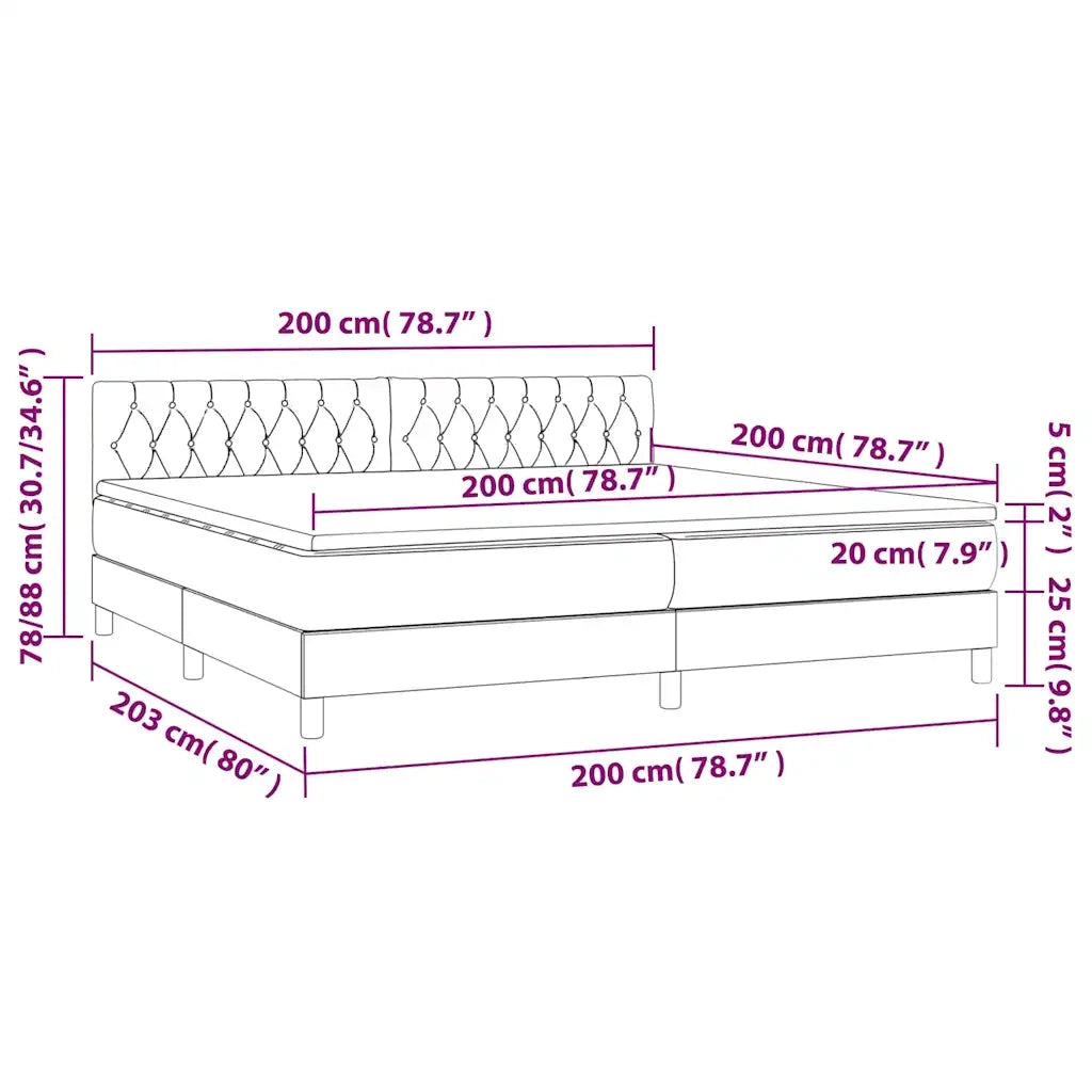 Giroletto a Molle con Materasso Blu Scuro 200x200 cm in Velluto 3141507