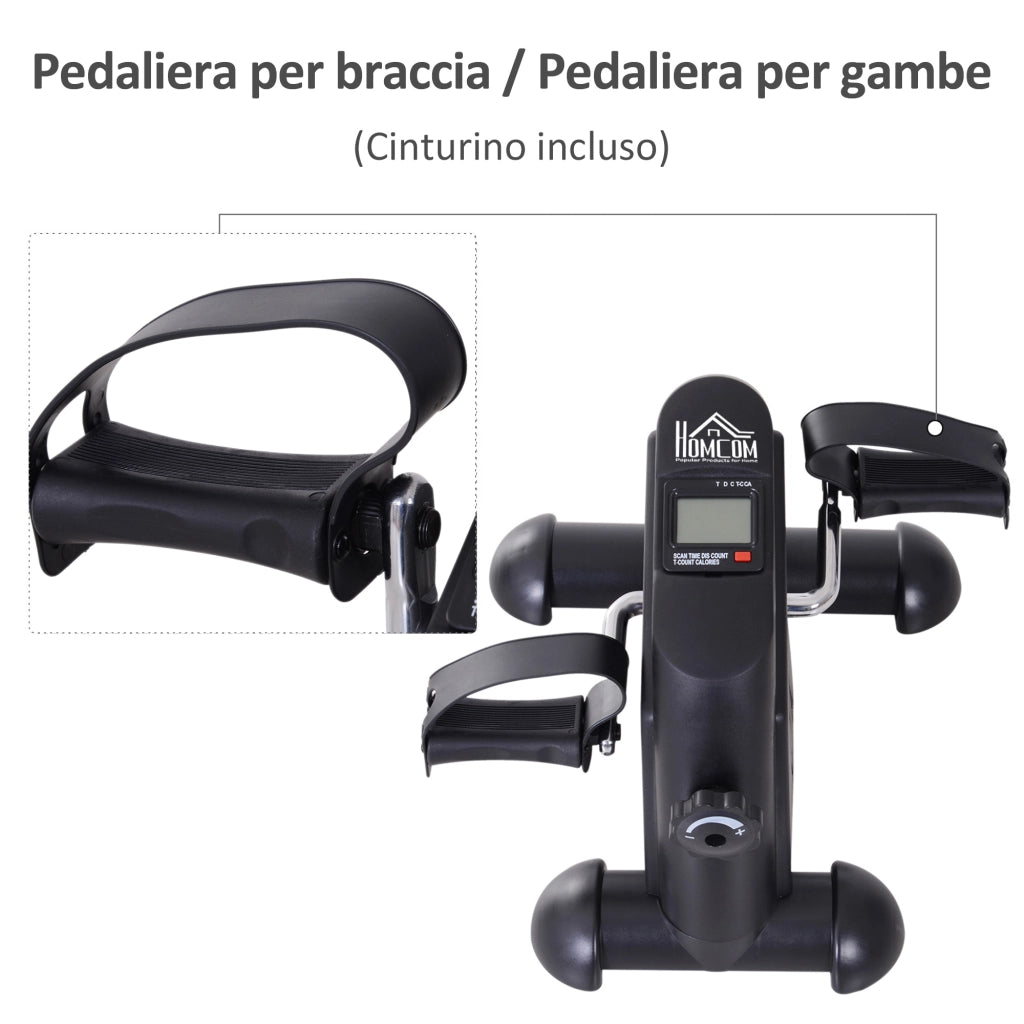 Easycomfort Mini Cyclette Portatile per l'Allenamento di Gambe per Braccia con Display LCD TPR, PP, PP, ruota in ghisa 35 x 40 x 31 cm Nero