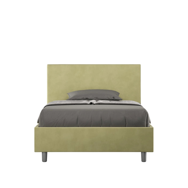 Letto imbottito Piazza e mezzo 110x200 cm Adele - Contenitore,Microfibra,Tè verde