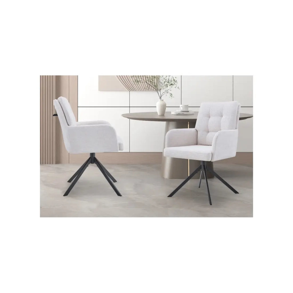 Sedia girevole PLUMO – Tessuto écru – L50 x H85 x P62 cm