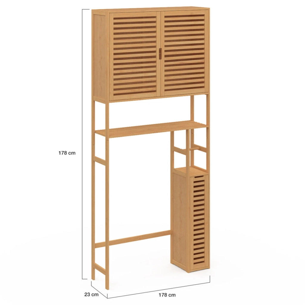 IDMarket - Mueble de aseo BEA 3 en 1 con armarios de bambú