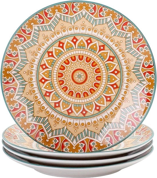 Tavola da dessert porcellana 4 pezzi set da torte Mandala serie - Ø 21.2 cm - stile bohemien - tavola da colazione per torte