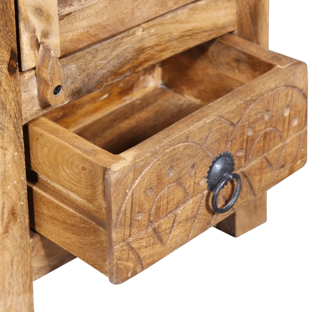 Armadio Vanity Specchiera 2 Armadietti Legno Massello di Mango 243463