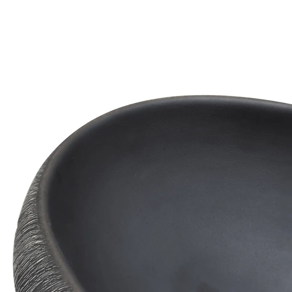 Lavabo da Appoggio-Lavandino Nero e Grigio Ovale 59x40x15 cm Ceramica
