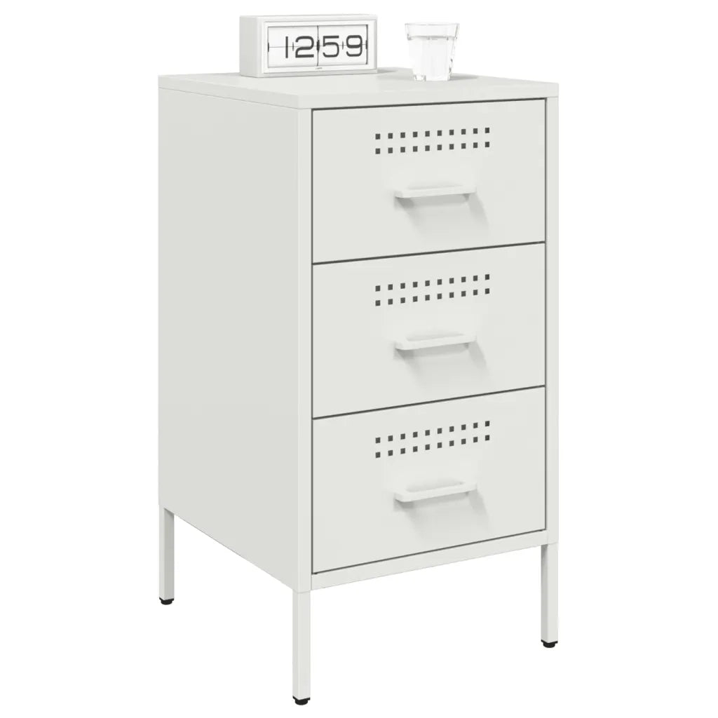 Comodino Bianco 36x39x68 cm in Acciaio 843088