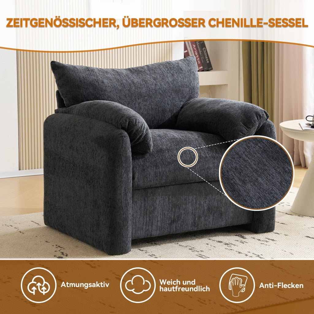POLTRONA in ciniglia 96x82x84 cm grigio