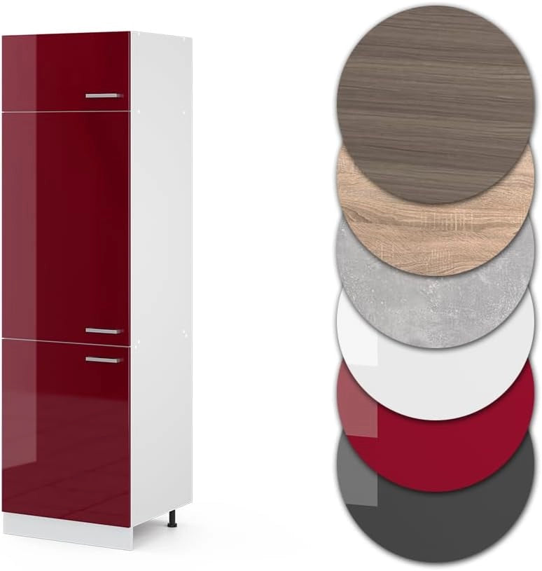 Armadio frigorifero R-Line, Rosso lucido, 60 cm, per la libera combinazione all'interno di sistemi cucina modulari
