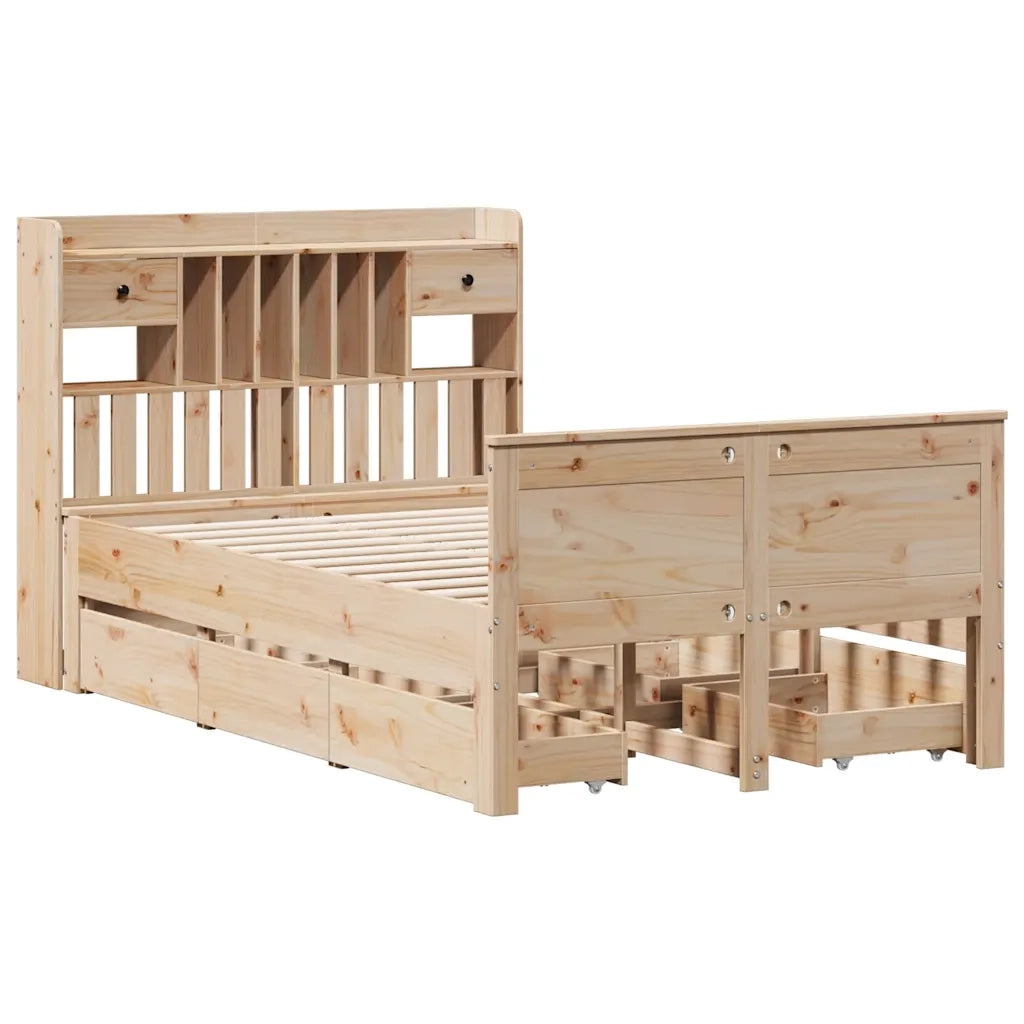 Letto Libreria senza Materasso 135x190 cm in Legno di Pino 3308936