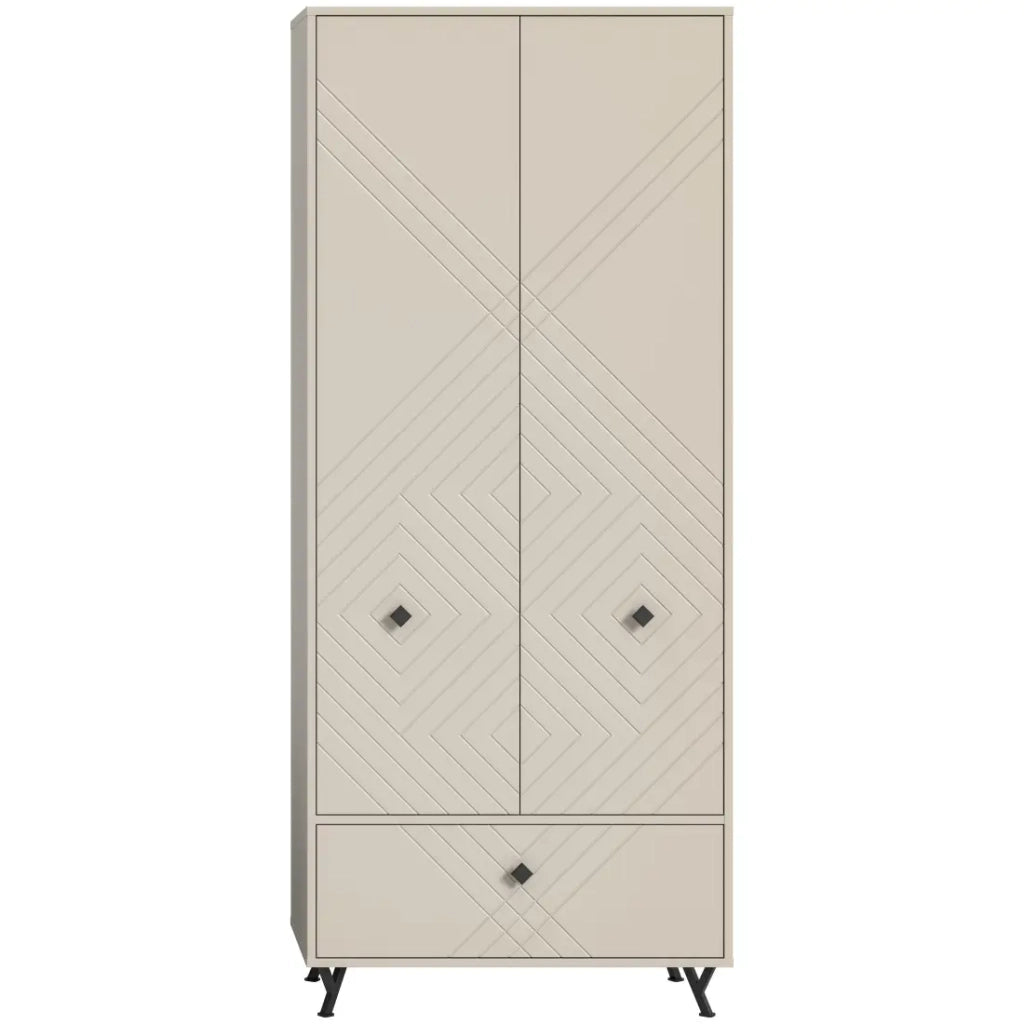 Armadio LUNA – Beige opaco – 3 porte, 6 vani – Da posizionare
