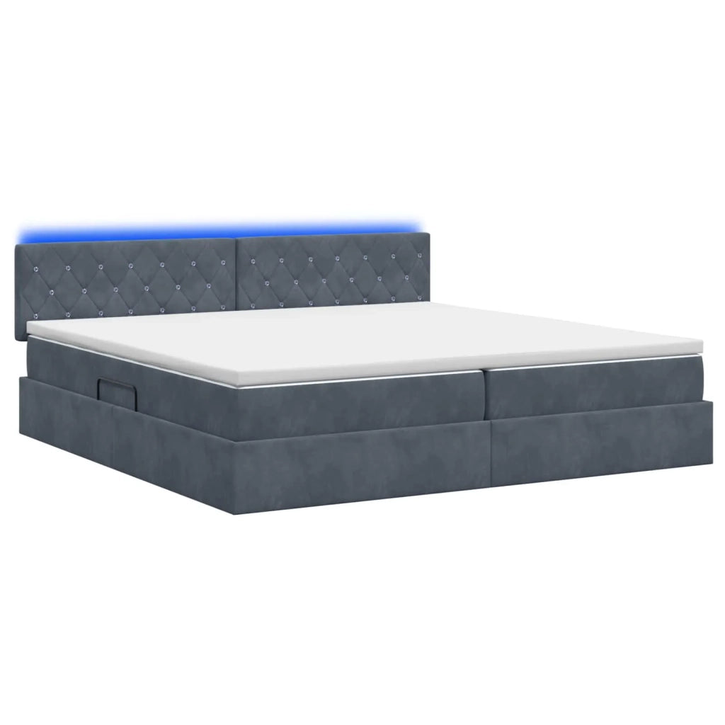 Letto con contenitore LED e materasso Grigio Scuro 200 x 200 cm 3459211