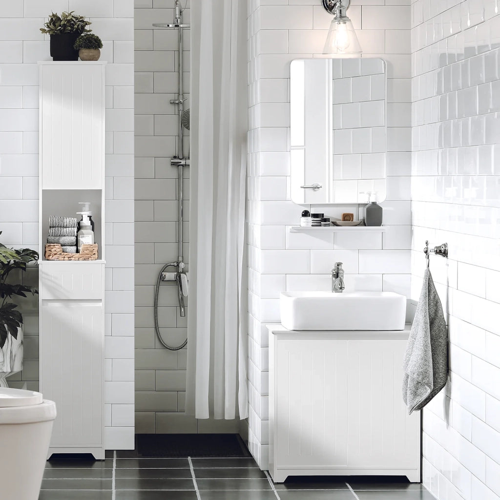 Mobile Sottolavabo Mobile Bagno Mobile Base Per Lavabo Con 2 Ante Bianco 60x30x60cm BZR108-W SoBuy