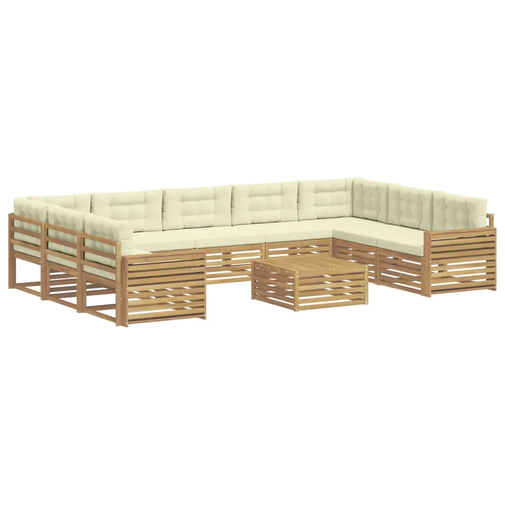 Set di divani da esterno 10 pz Bianco e Crema 3391200