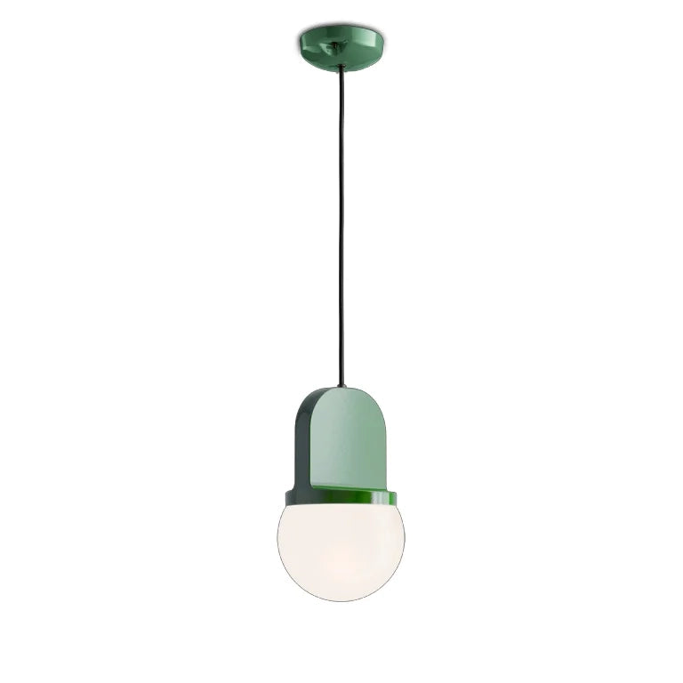 Sospensione Vintage Decò Habea Ceramica Verde Bali E27