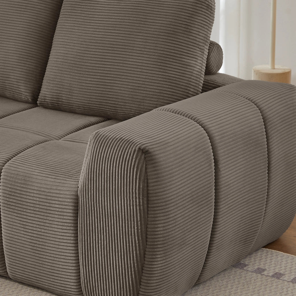 Divano angolare modulare - con design trapuntato - in velluto a coste - taupe