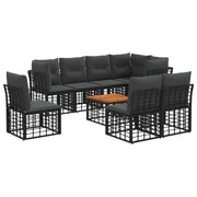 Set di divani da esterno 9 pcs Nero e Grigio scuro Poliestere 3437485