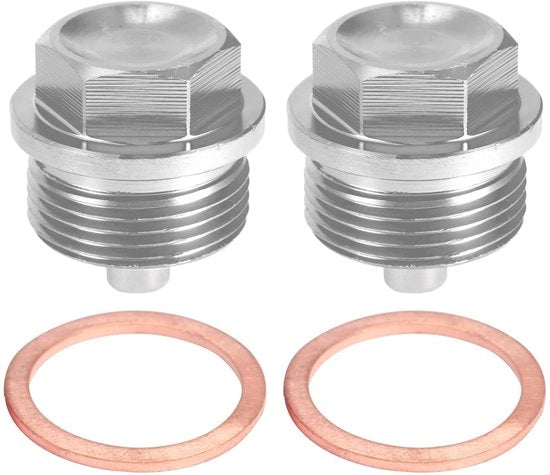 Set di sfogamento dell'olio magnetico - 2 pezzi - Lega di alluminio - M24x1.5 - Protezione per parti motoristiche - Installazione semplice - Sfogamento dell'olio