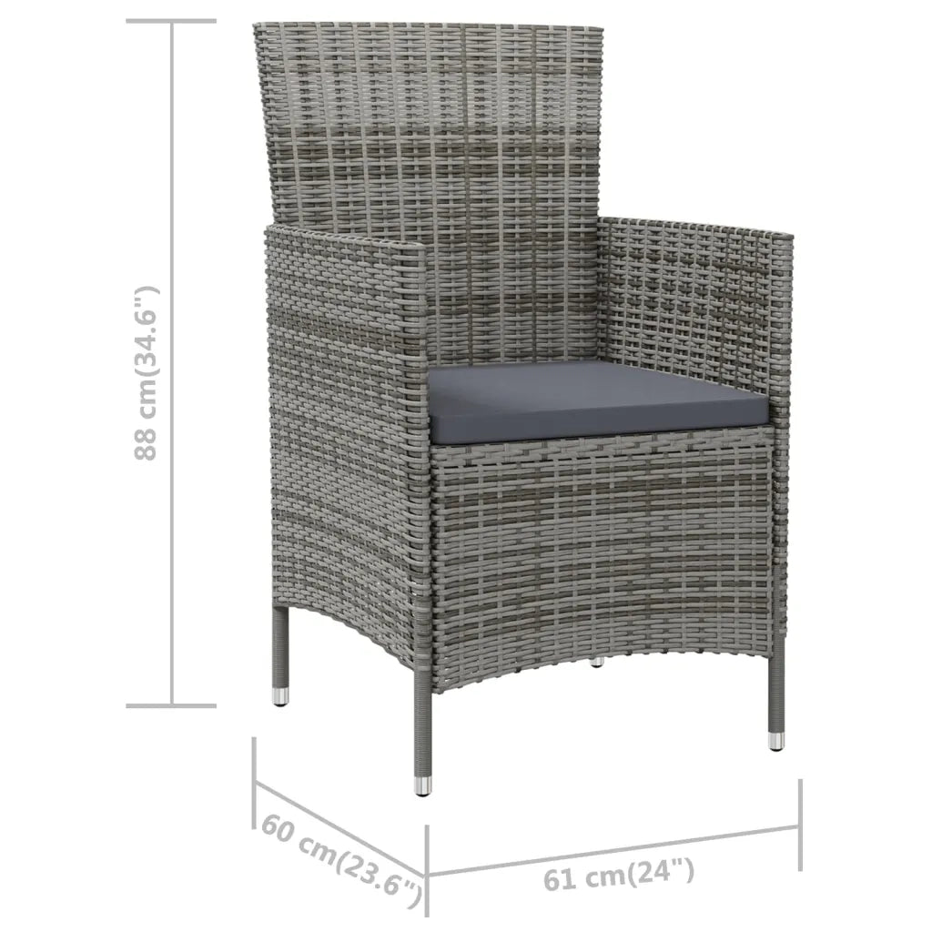 Sedie da Giardino 2 pz con Cuscini in Polyrattan Grigio  cod mxl 23202