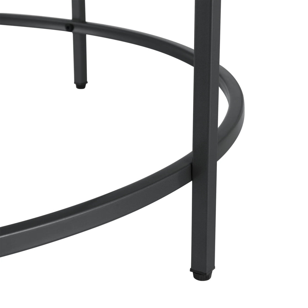 Tavolino rotondo per soggiorno piano in vetro gambe in acciaio 84 cm nero 03_0006180