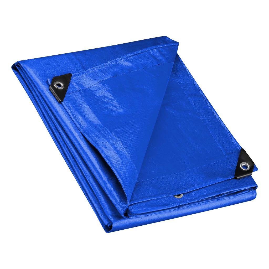 Telone occhiellato blu 7 x 6 m resistente alle intemperie e a raggi UV, impermeabile, robusto telo di protezione in poliestere 240 g/m² con rivestimento in PVC