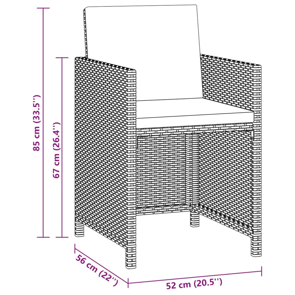 Set da Pranzo da Giardino 3 pz con Cuscini in Polyrattan Beige 3095494
