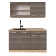 Vicco Cucina monoblocco Grigio nobile/rovere dorato 140 cm , PL Rovere