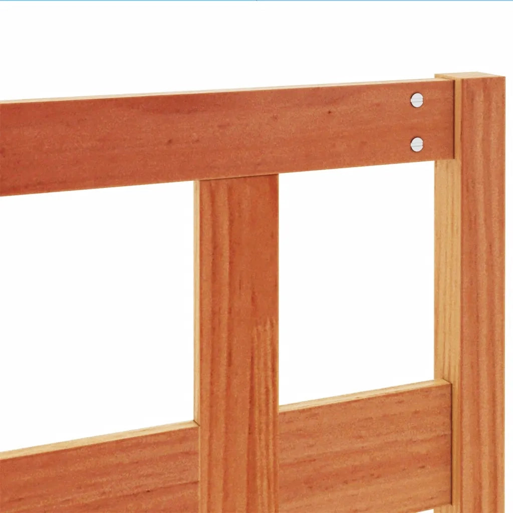 Testiera Marrone Cera 135 cm in Legno Massello di Pino 844353