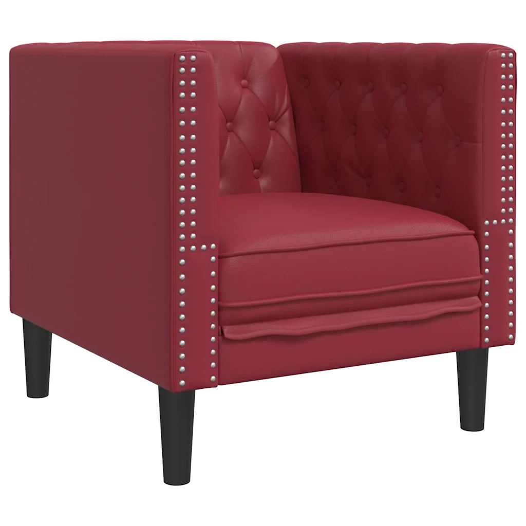 Divano Sedia-Poltrona Chesterfield Rosso Vino in Similpelle