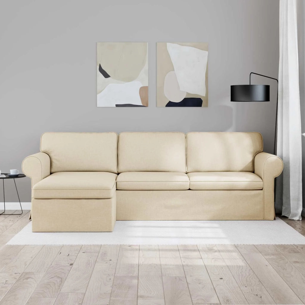 Divano Crema 245 x 138 x 80 cm Tessuto