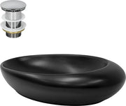 Wastafello comprensivo di cavo di scarico in rame senza vasca 58,5x37,5x14,5 cm ceramica nera design ML