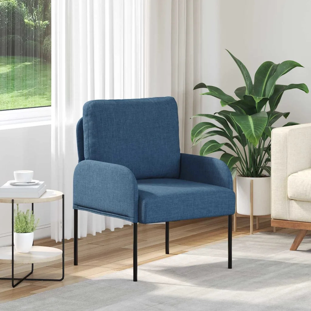 Divano | Divano da soggiorno | Sofa con cuscino 55cm Blu Legno compensato