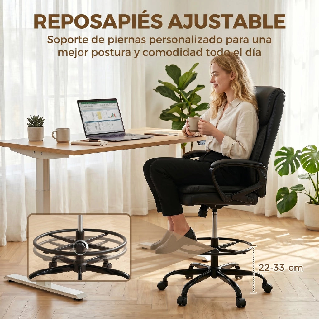 Sedia da Ufficio Girevole Ergonomic ¨C zephmum ¨C Nero con Altezza e Poggiapiedi Regolabili