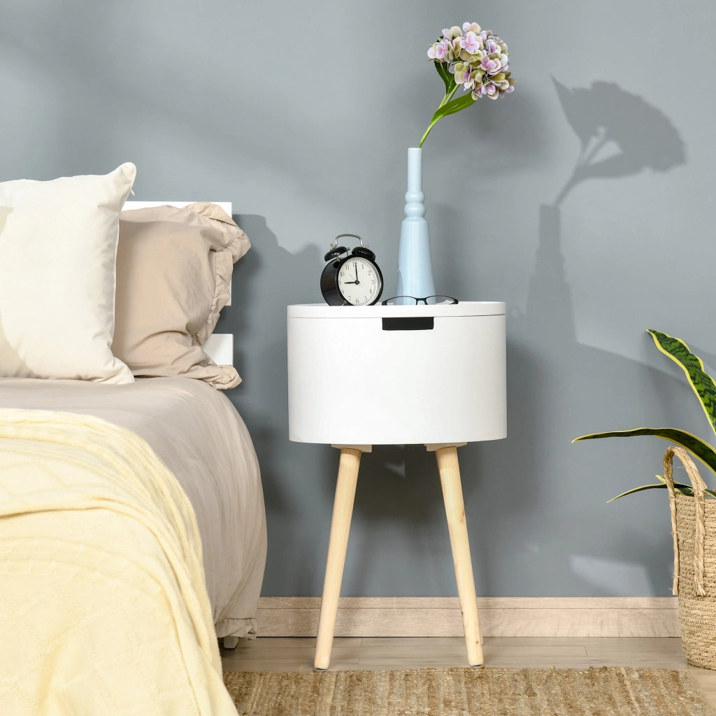 Tavolino da salotto moderno con piano estraibile e gambe in legno ¨C Minimal ¨C ?38x63 cm bianco