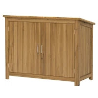 Armadio da Esterno in Legno Porta Attrezzi con 2 Porte e 2 Ripiani, 110x50x85 cm, Marrone