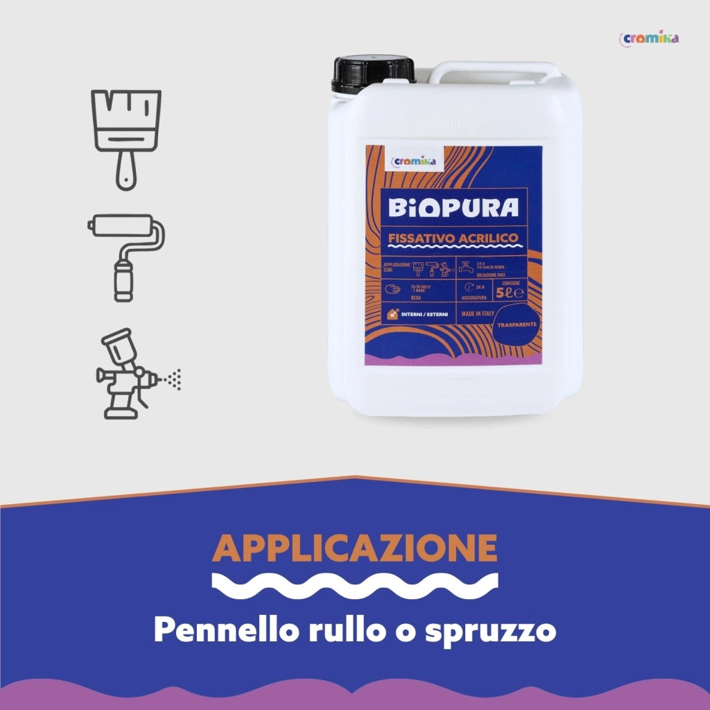 Fissativo isolante acrilico supporti assorbenti diluibile linea biopura cromika *** formato 5 lt, confezione 1