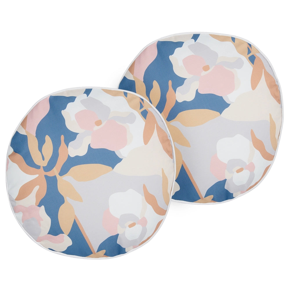 Set di 2 cuscini da giardino in tessuto di poliestere con motivo floreale multicolore ⌀ 40 cm fodere resistenti all'acqua