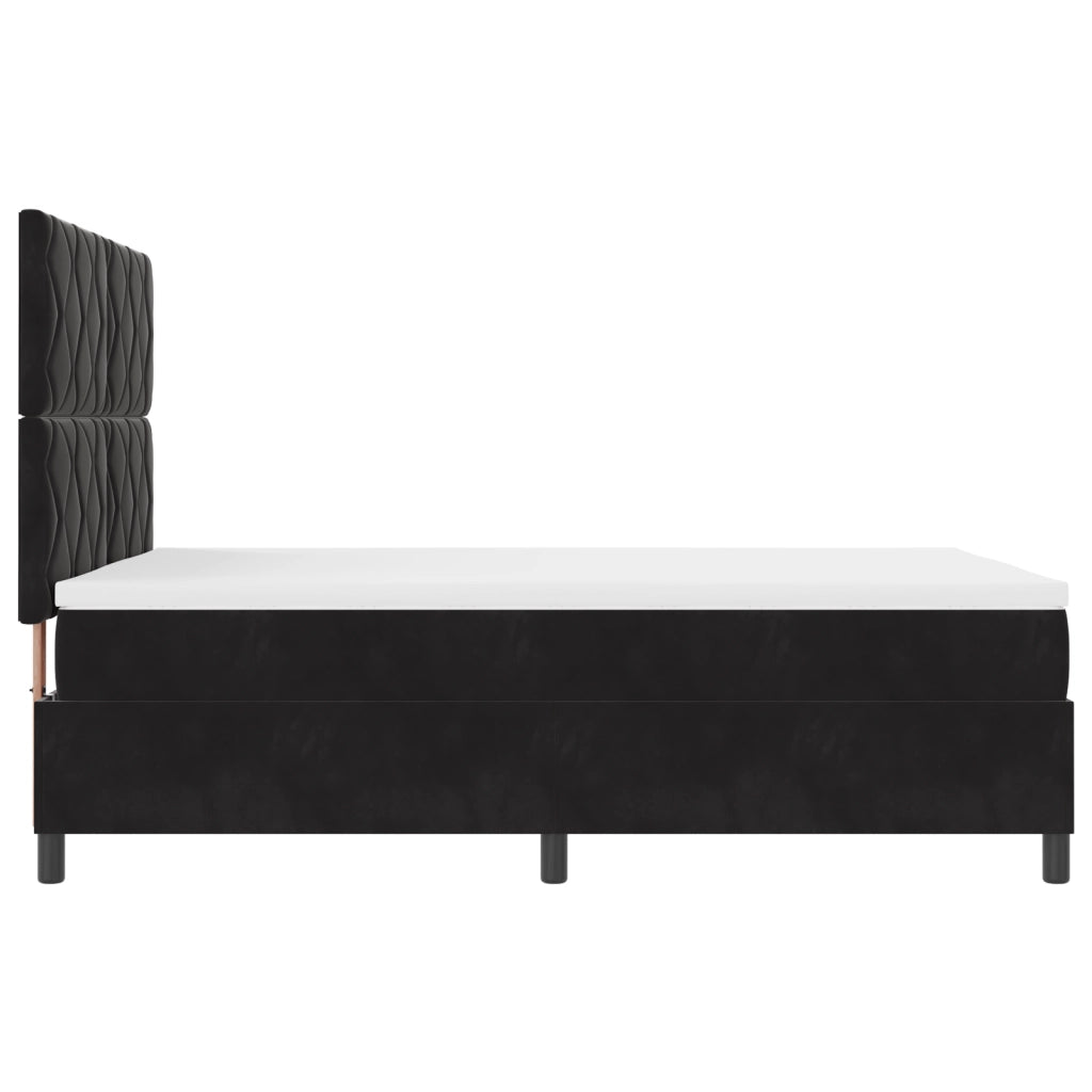 Letto con Box Spring e Materasso & LED Nero 140x190 cm Velluto