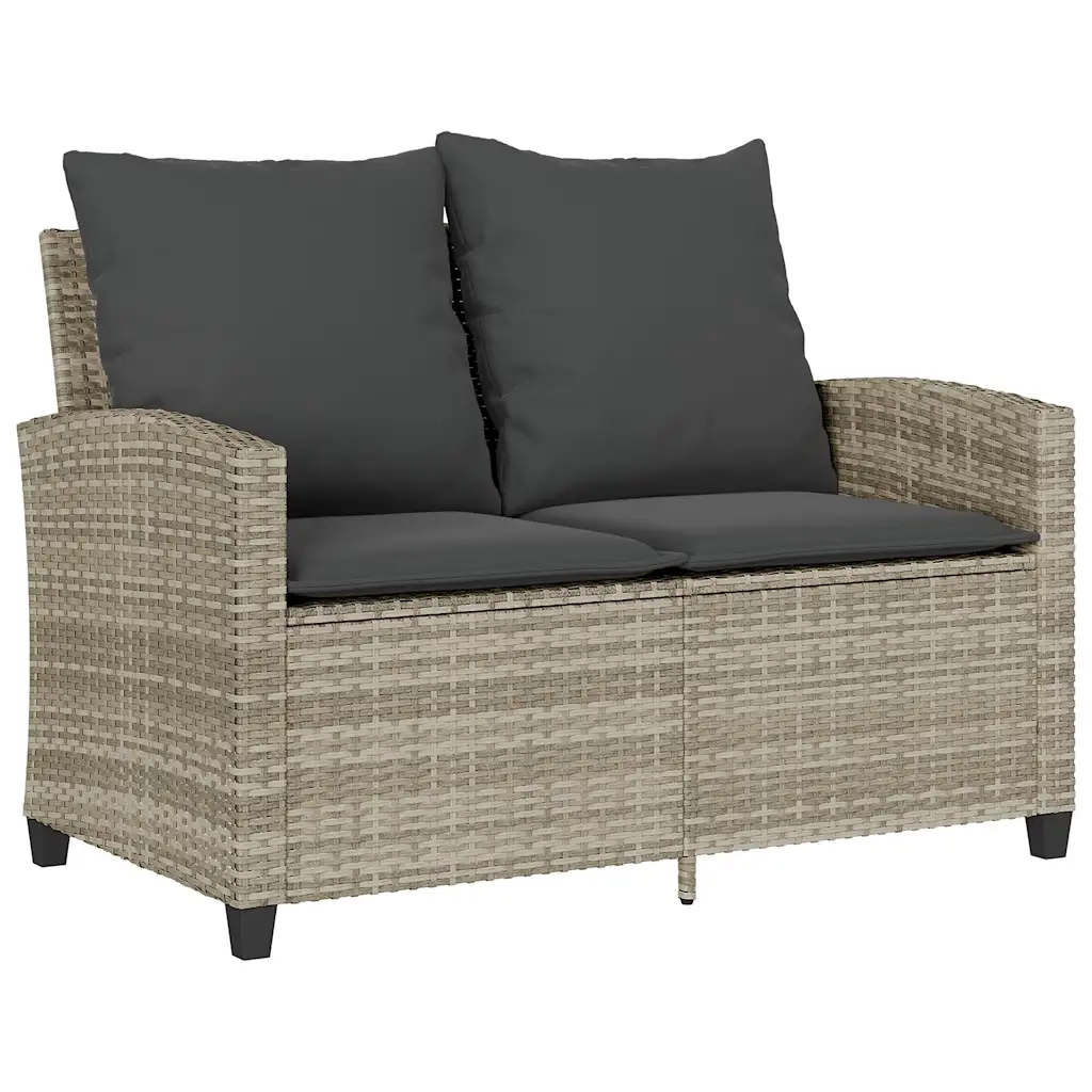 Divano 2 Posti con Cuscini e Tavolo Grigio Chiaro Polyrattan 4103850