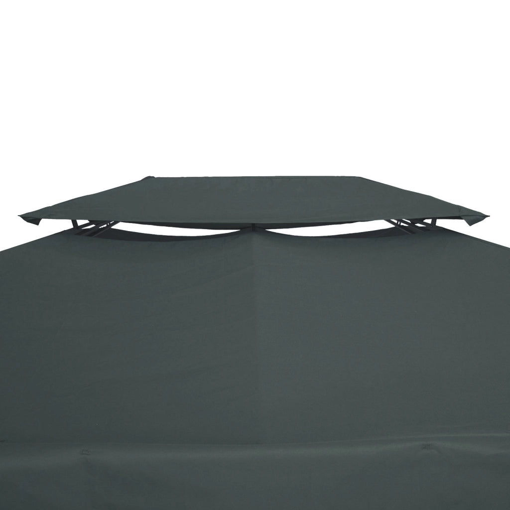 Copertura per Gazebo  a 2 Livelli  con Cinghie e 10 Fori di Drenaggio 4x3m in Poliestere Grigio Antracite