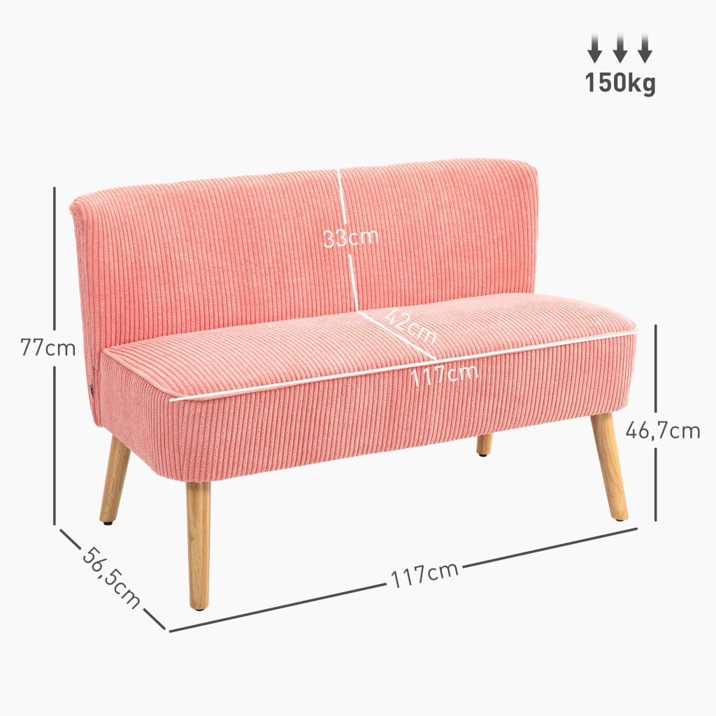 Divano 2 posti ¨C zephmum ¨C rosa, legno massello, 117x56.5x77 cm