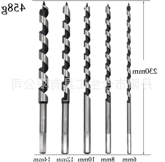 Set di 5 pezzi di punta per trapano in legno - Set di punta per trapano a tubo da 23 cm - Punta per trapano a guscio con manico a dente di sega - Punta per trapano a tubo in legno - 6/8/10/12/14 mm