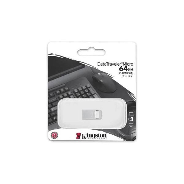 Kingston pendrive micro usb-a 3.2 64gb dtmc3g2/64gb silver metal