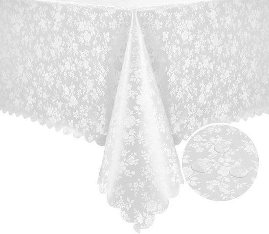 Tela da tavola per esterno resistente all'acqua e al tempo, 350GSM, 240 x 140 cm, con bordo ondulato, venduto per metro, materiale reattivo, facile da pulire, decorazione per feste, capodanno, esterno, tavola da pranzo, occasioni speciali