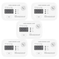 Set 5x Rilevatore monossido di carbonio con display 120 x 74 x 31 mm, allarme CO con batterie sostituibili incluse