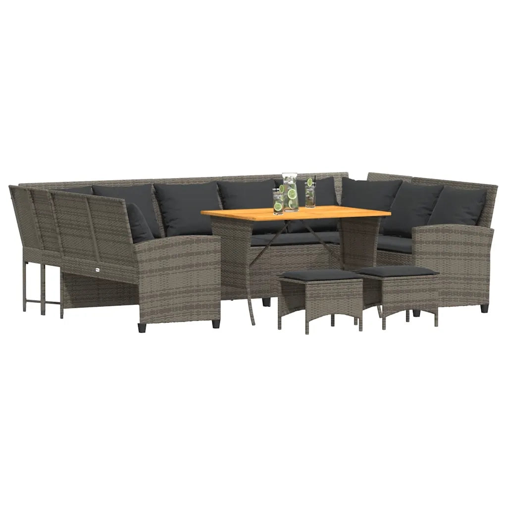 Set Divani da Giardino 4 pz con Cuscini in Polyrattan Grigio