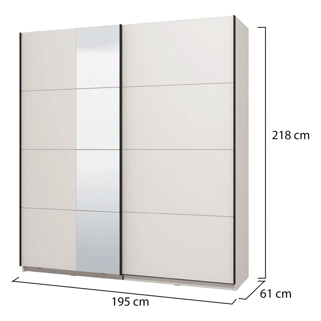 Armadio Camera da Letto Porlezza, Guardaroba Grande Appendiabiti, 195x217.5h cm Bianco Opaco